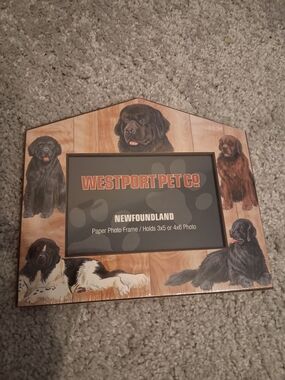 Westport Newfoundland Dog Photo Frame - Brown Wood Tone
